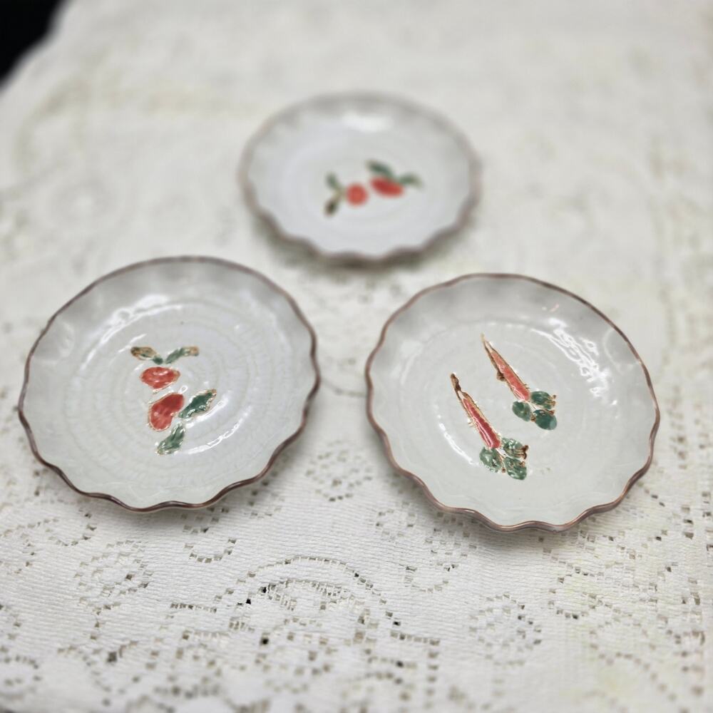 Vintage Japanese 3 small plates butterpats mini sized